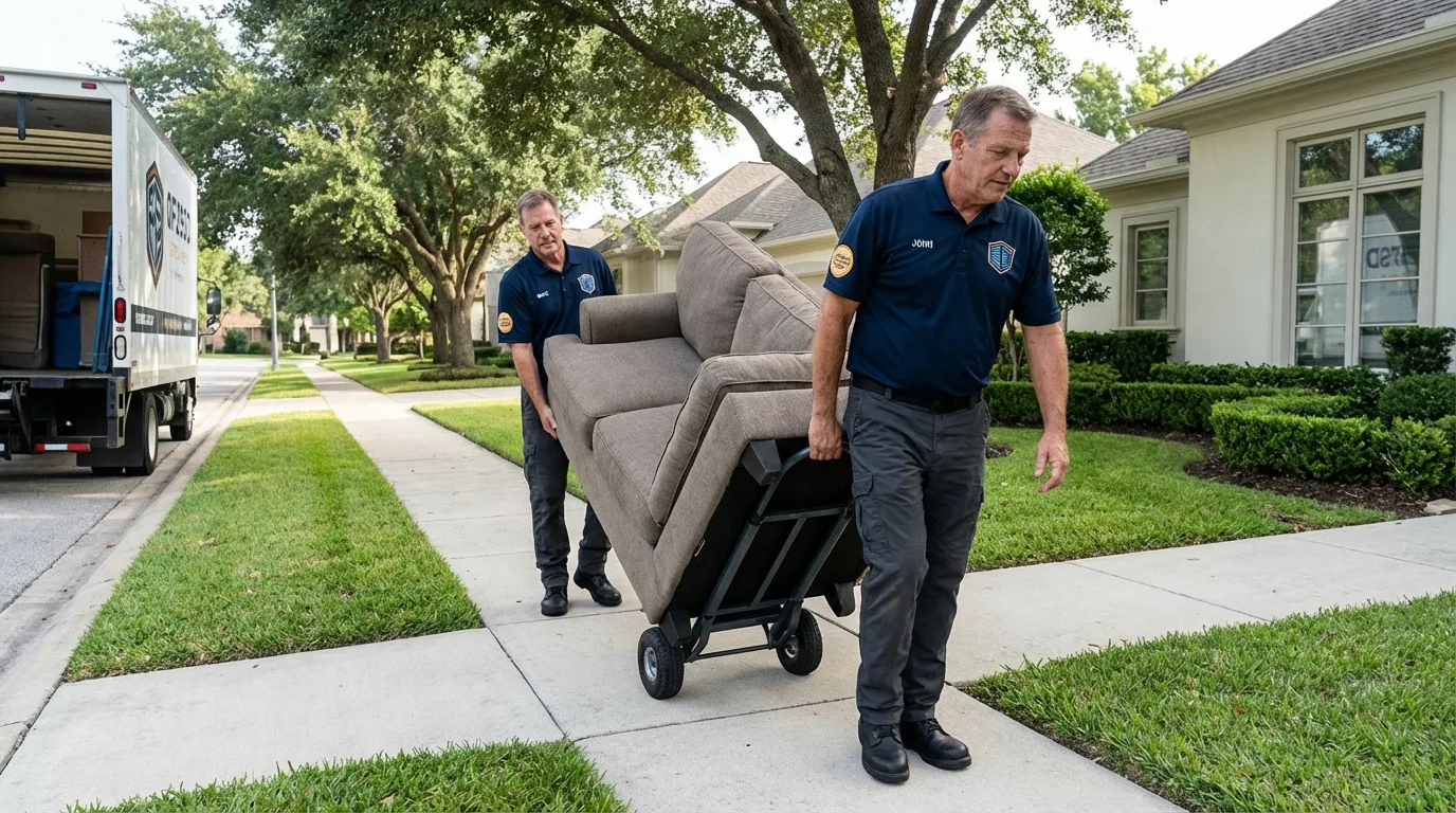 Local residential moving crew loading furniture in Watertown, CT